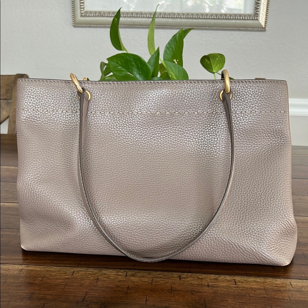 Tory Burch Brown Shoulder Bag with Pebbled Leather and Tassel - Picture 2 of 11